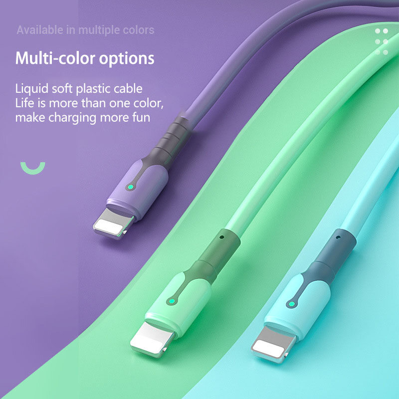 【YIDEA HONGKONG】 5A Fast Charger Liquid Silicone Cable with LED Light Micro Usb / Type-C Charger Cable IPhone Cable