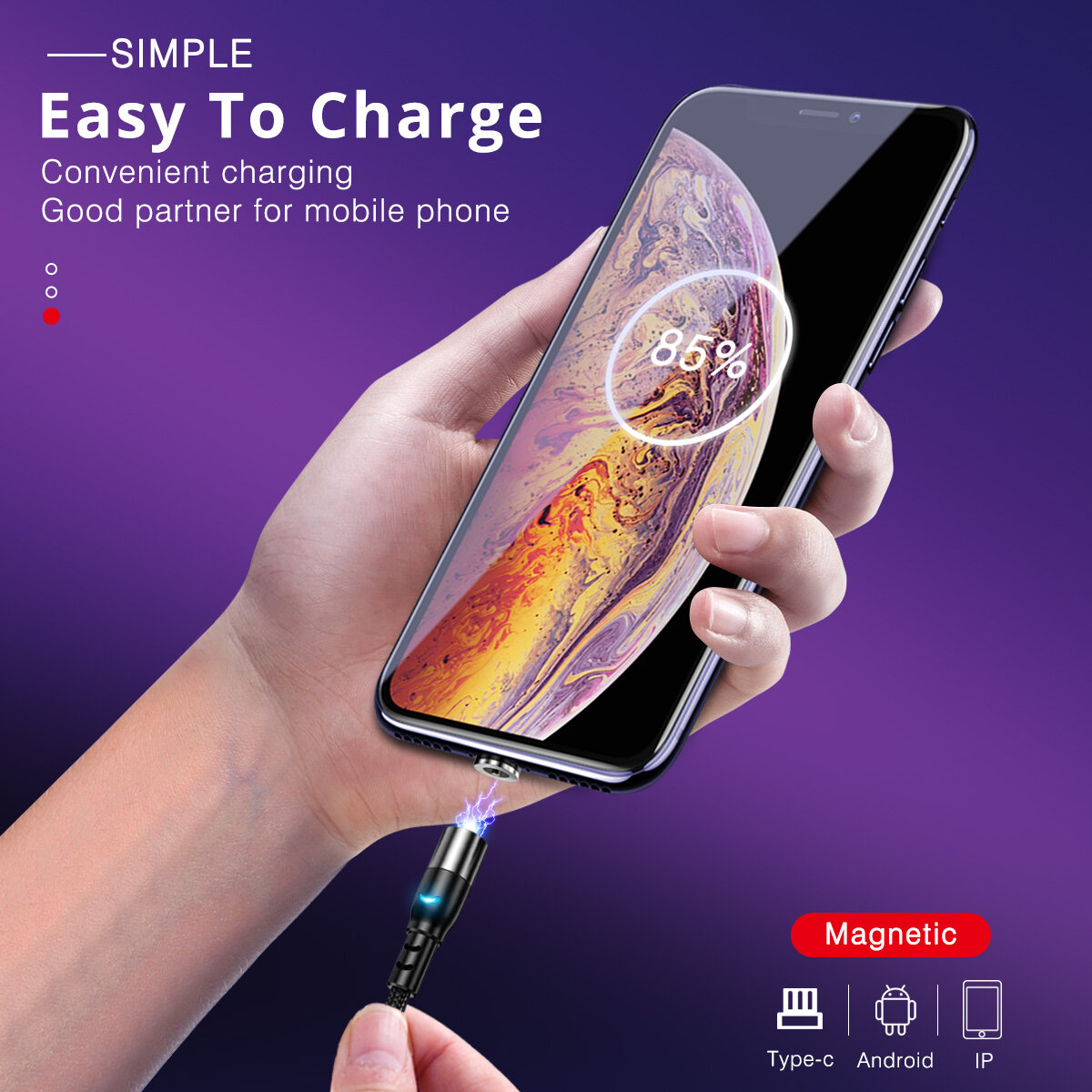 FONKEN 3 Trong 1 Cho Xiaomi Redmi Note7 Lưu Ý 8 Cáp Điện Thoại Sạc Cáp Sạc Nam Châm Loại-C Micro USB Cho LG Vivo Oppo HTC Nam Châm Dây Cáp Sạc Cho IPhone 12 6 XR X 8 Cộng Với Sạc Từ Cáp