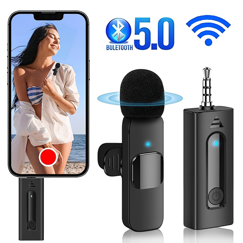 3.5mm Original Wireless Lavalier Microphone Bluetooth 5.0 Recording Microphone for Camera Speaker Smartphone Live Broadcast Lapel Microphone