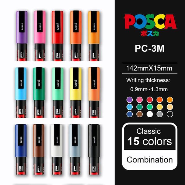 Japan uni posca paint marker pen set,pc-1m ,pc-3m ,pc-5m,pc-8k,pc-17k, 7 8 12 15 21 24 28 29 colors set, non-toxic water-based
