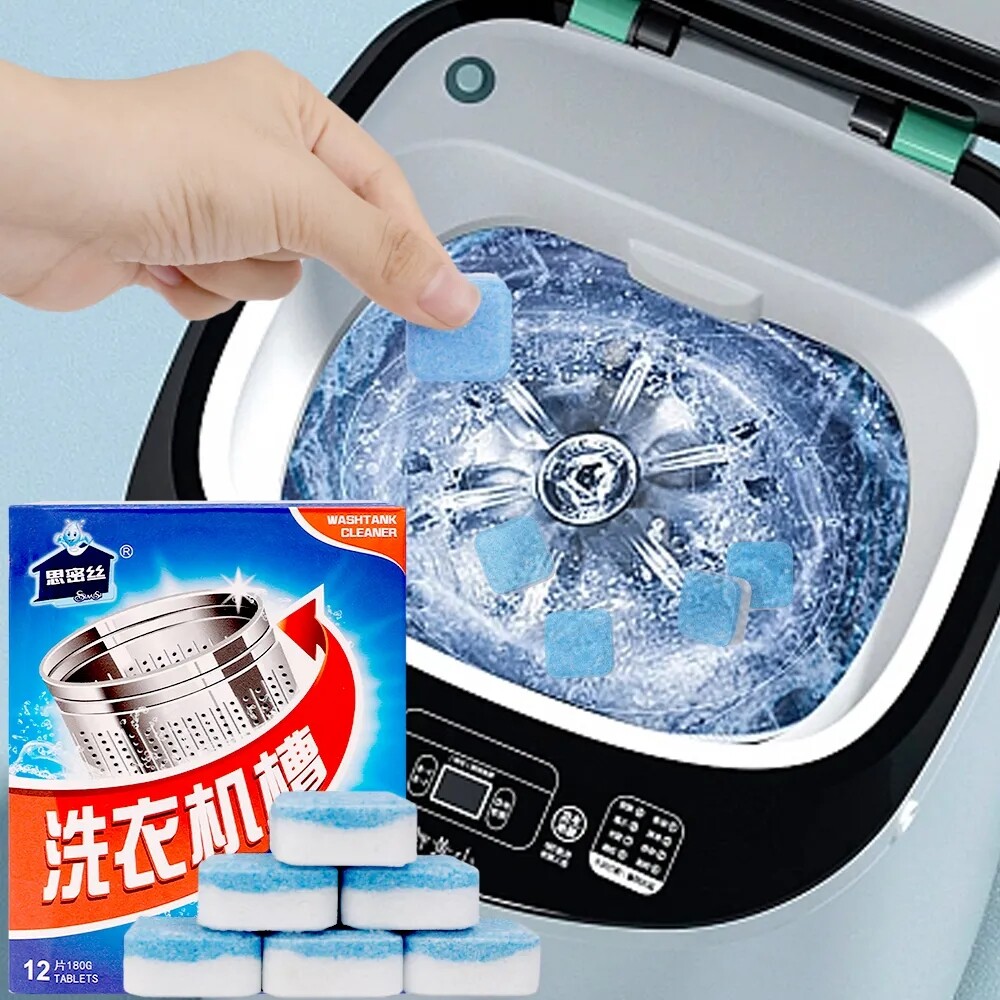 Polocat 12pcs Washing Machine Tank Cleaner Effervescent Tablet Multifunctional Cleaner Detergent Deep Descaler Household Cleaning Tools