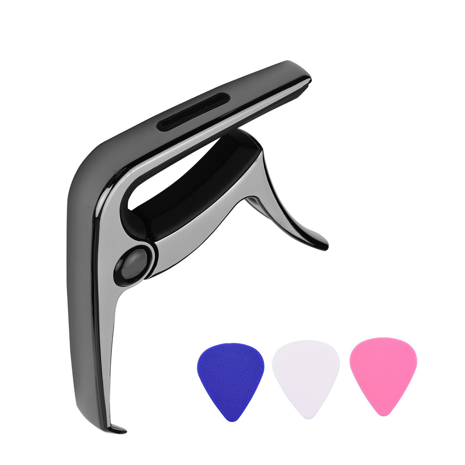 Meet Sunday TC-02 Multifunctional Guitar Capo Zinc Alloy with Bridge Pin Puller Guitar Pick Slot 3pcs Guitar Picks for Acoustic Electric Guitars Bass