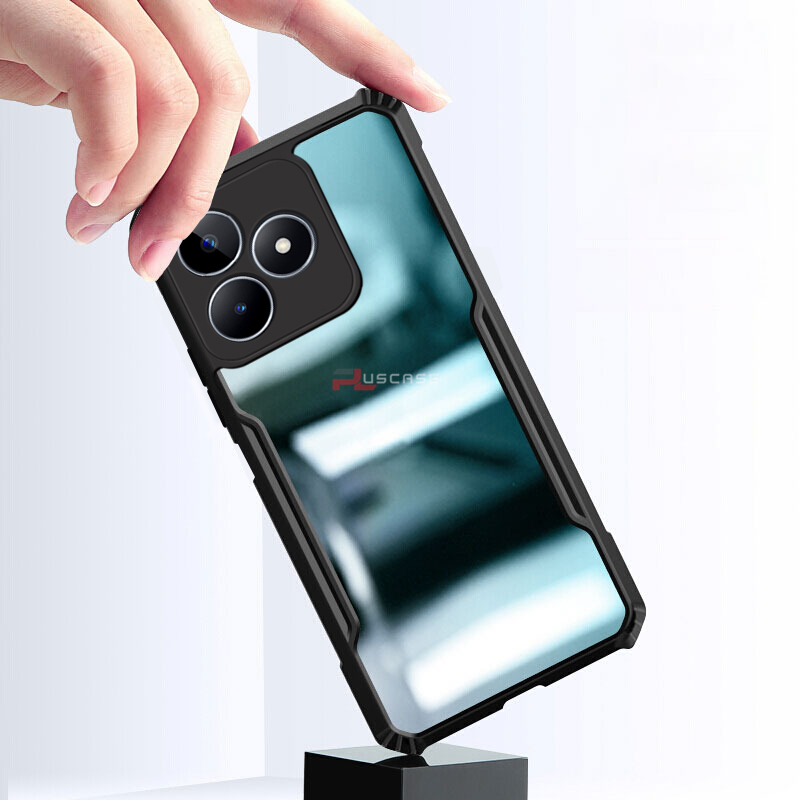 PlusCase for Realme C53 C51 Case Air Cushion Hard Crystal Clear Back Soft Border Shockproof Full Protection Phone Casing
