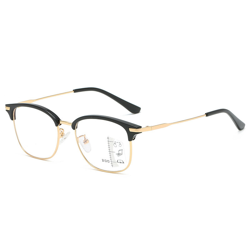 Business Metal Photochromic Reading Glasses For Men Far And Near Dual-Use Automatic Zoom Hyperopia Glasses Anti Blue Light Reading Glasses For Women