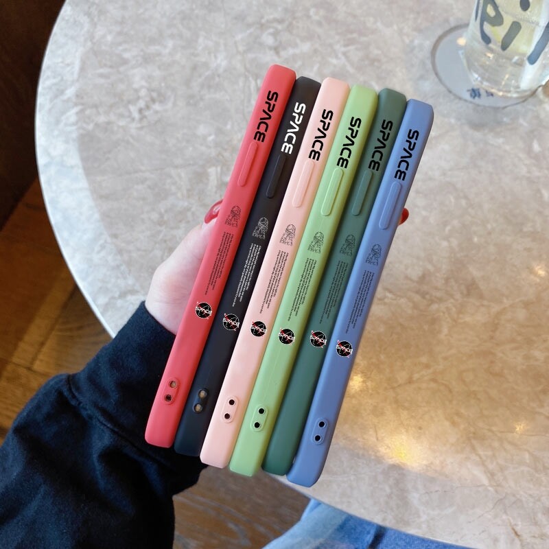 For Samsung NOTE 10 LITE NOTE 10 PLUS NOTE 20 ULTRA NOTE 8 NOTE 9 Case Cartoon Nasa Space Square Original Liquid Soft Silicone Edge Pattern Case Full Cover Camera Protection Cases Back Phone Casing Softcase For Girls