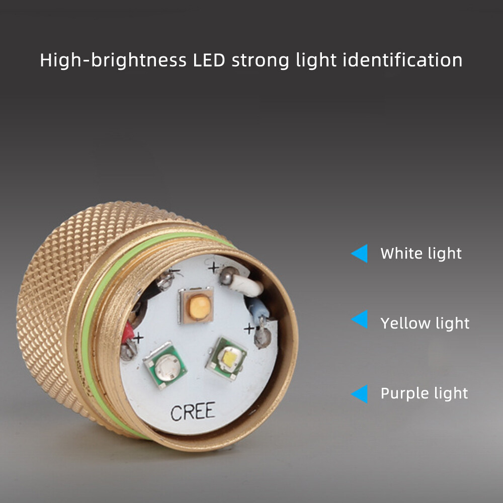 Original White/yellow/365nm ultraviolet flashlight 3 light source gemstone identification Torch rechargable UV lights lamp+18650+charger