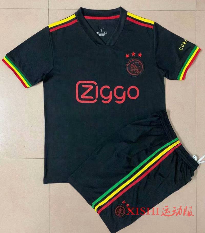22 Ajax Second Away Black Soccer Jersey 