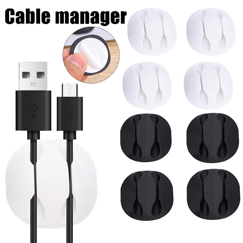 3 cái tròn đôi lỗ Cáp silicon quản lý xách tay tự dính Máy tính để bàn Cáp dữ liệu lịch thi đấu nhà đa năng quản lý dây