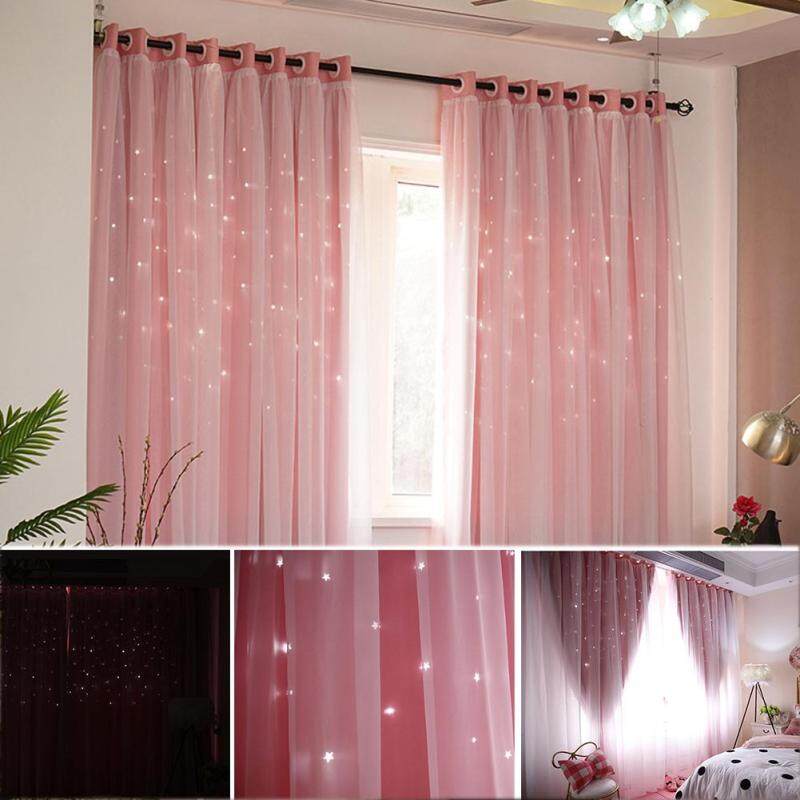 Keajrydouble Lớp Gạc Sao Rèm Cửa Khoét Rỗng Shading Star Sản Phẩm Hoàn Chỉnh Phòng Ngủ Hiện Đại Đơn Giản Kiểu Bắc Âu Trang Trí Lãng Mạn Cửa Sổ Lồi Rèm Cho Nhà Bếp Phòng Khách