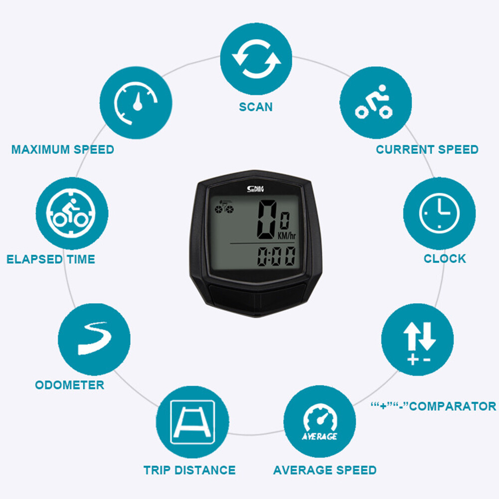 Honrane Sunding Waterproof Bicycle Odometer LCD Digital Display Ride Wired Speedometer