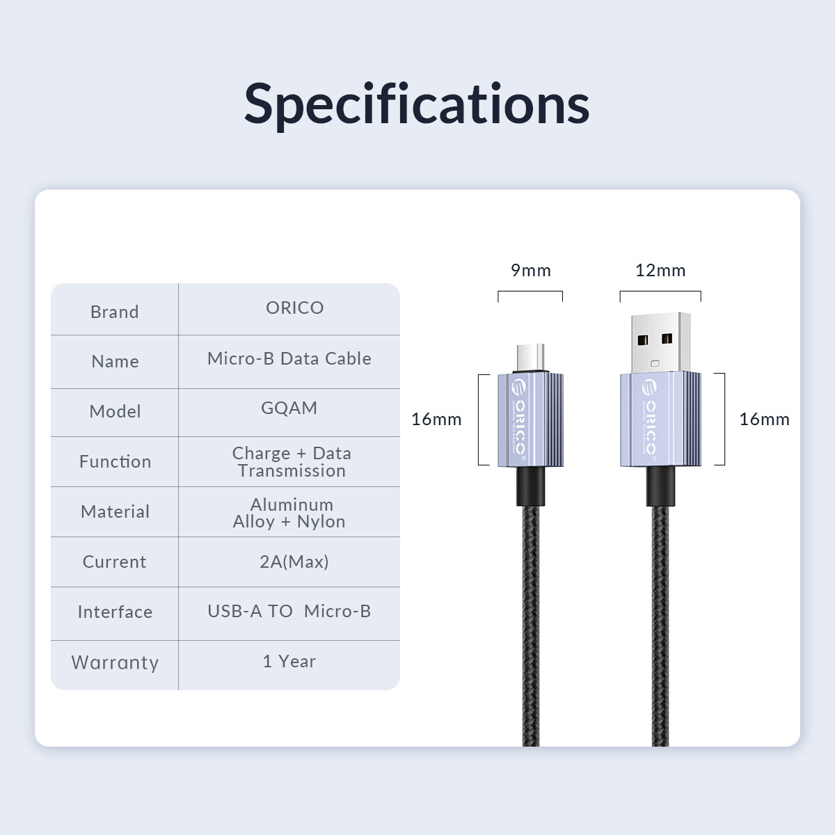 ORICO Micro USB Charging Cable USB A to Micro Android Charger Cable Data Cable