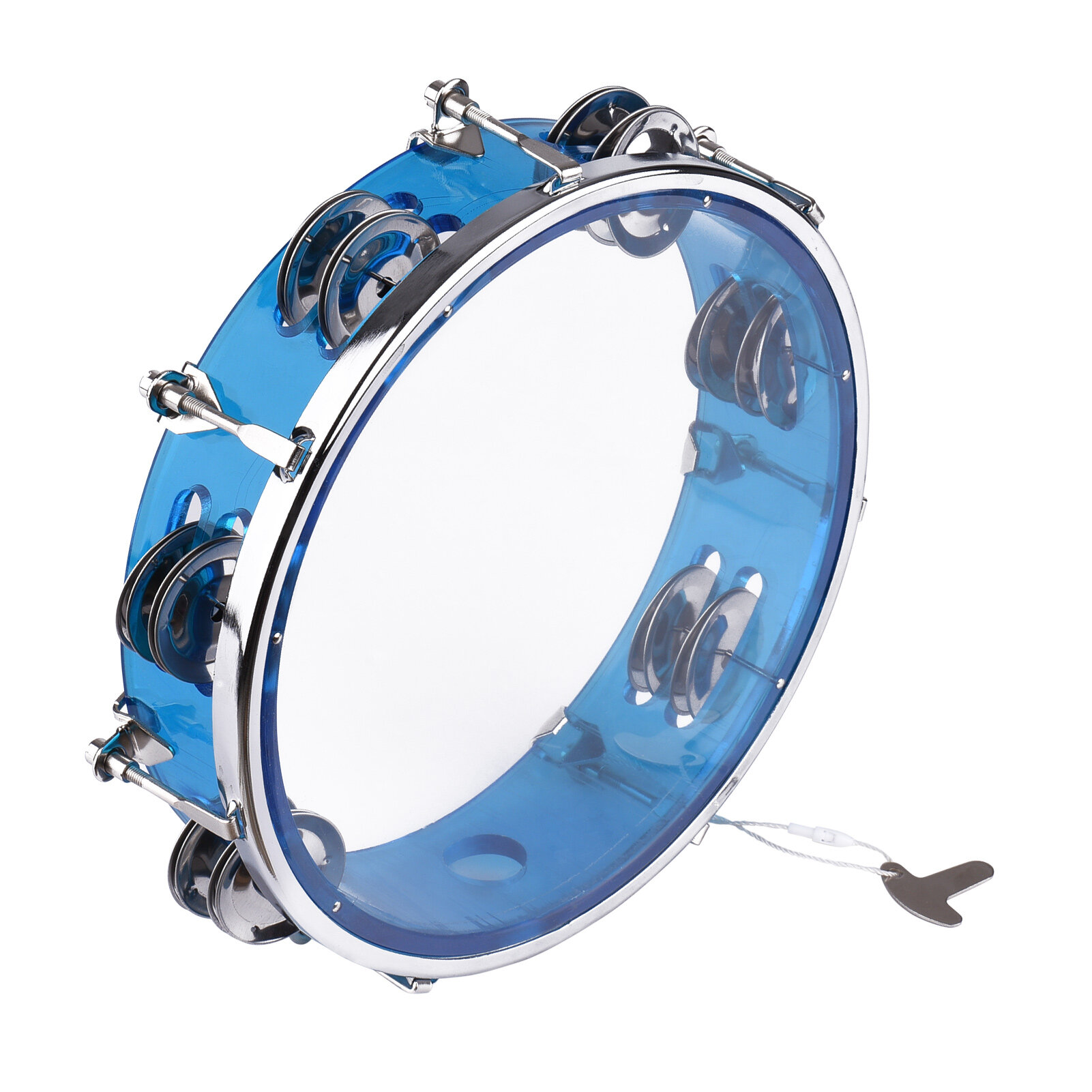 Muslady 10inch Tambourine Handbell Hand Drum with Double Row Jingles Percussion Instrument