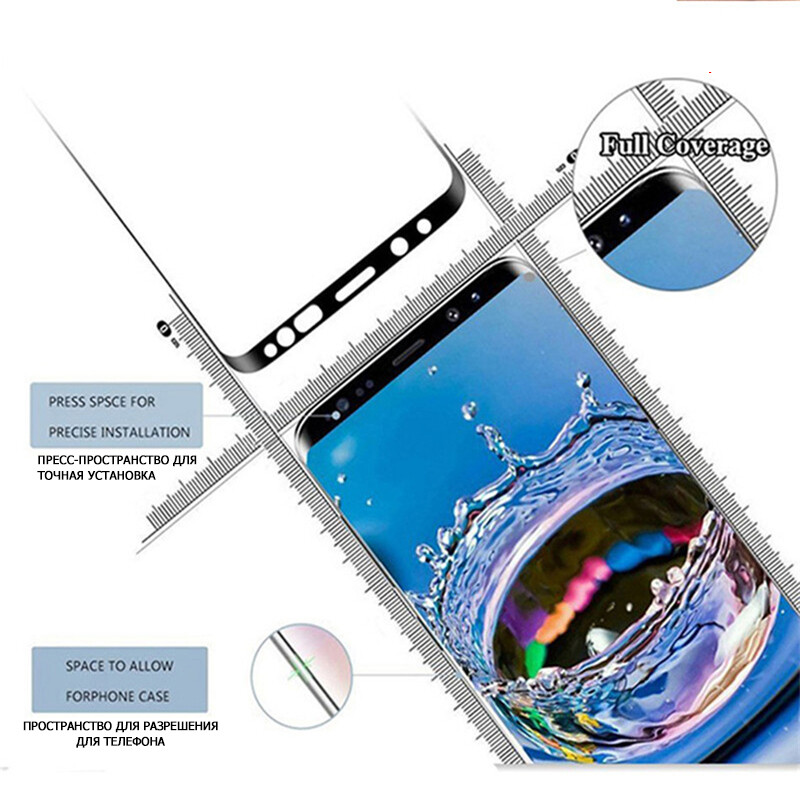 Đối với Samsung Galaxy Note 9 Note 8 S9 Plus S8 Plus Full Surface Tempered Glass Màn hình bảo vệ Phim Đen