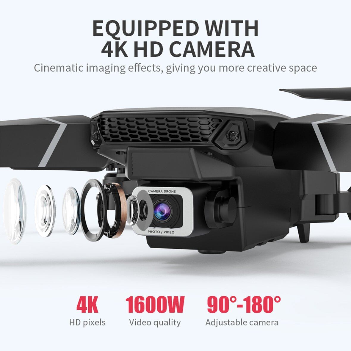 Vui Vẻ E525 Mini Bay Không Người Lái, Camera Độ Nét Cao 4K Máy Ảnh Bốn Cánh Quạt Fpv Fpv Video Trực Tiếp WiFi 2.4G 50M Lật 360 Độ Chuyên Nghiệp Trả Về Một Phím Món Quà Tốt Nhất Trẻ Em Cho Trẻ Em