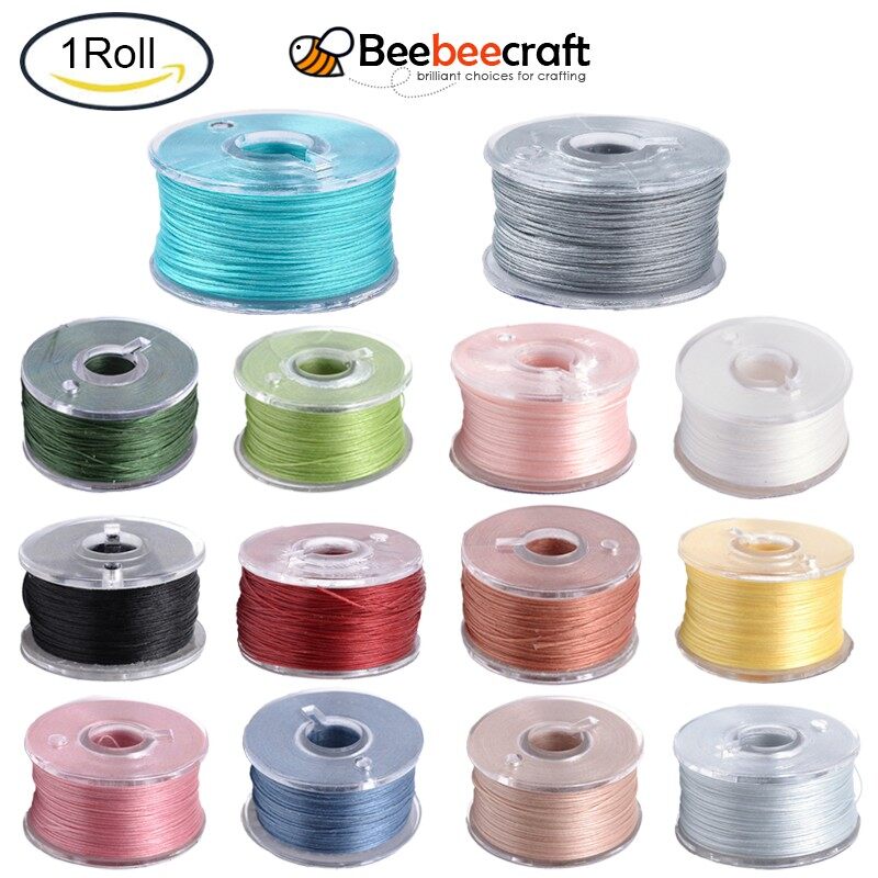 Beebeecraft 1 Roll 0.1mm Polyester Bead String Cord Each 50 Yards Multi Colors for Jewelry Making Bracelet Beading Thread