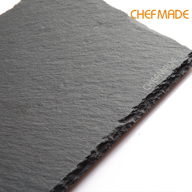 Đĩa Bazan Hình Chữ Nhật CHEFMADE Màu Đen Tự Nhiên Đá Phiến Đĩa Vuông Phô Mai Sushi Bít Tết Thịt Nướng WK9361