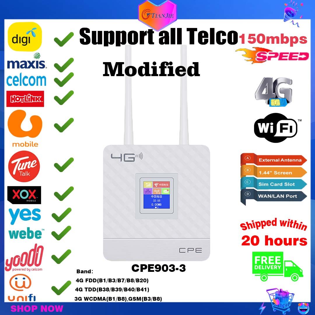 Modifiedrj Wan Lan Port G Lte Unlock Mbps Cpe Wireless Sim Card Wifi Router With