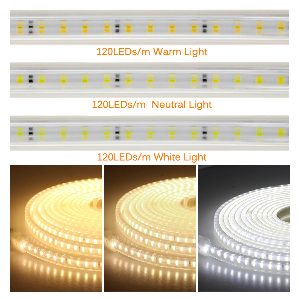 Đèn LED Dây 220V Đèn LED Độ Sáng Cao Linh Hoạt 120LEDs/M Dải Đèn LED Chống Nước Ngoài Trời Trong...