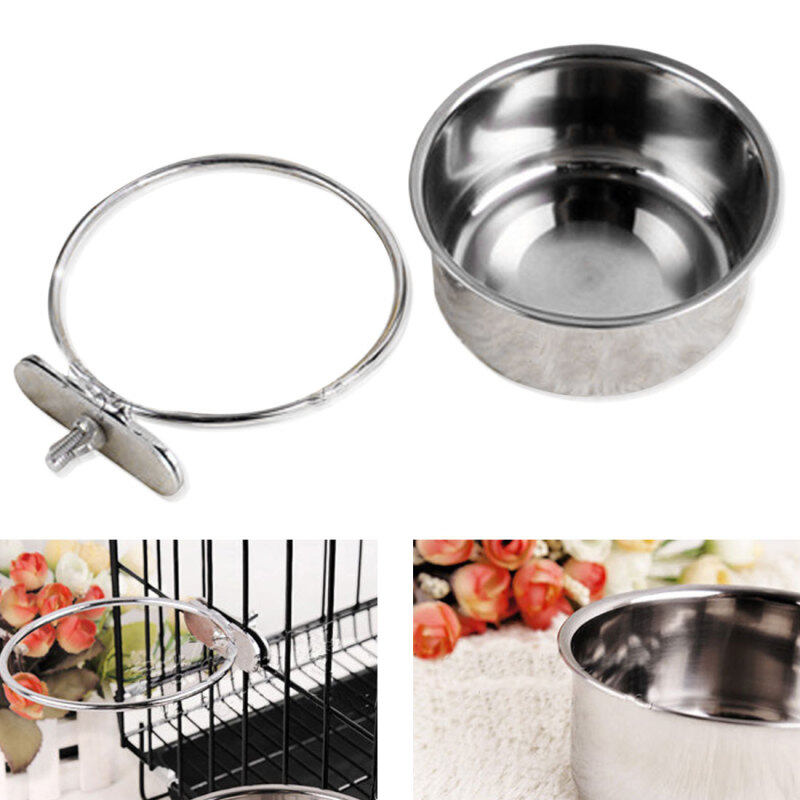 Treo Trên Bát Thép Không Gỉ Cho Họa Tiết Cún Cưng Mèo Thức Ăn Bát Uống Nước Cho Thùng Lồng Chó Vẹt Chim Thú Cưng