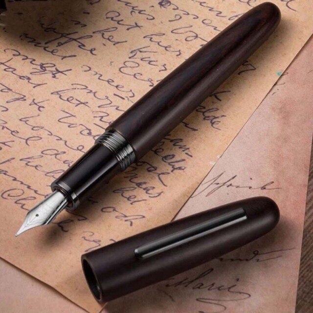 Luxury Jinhao 9056 Wood Fountain Pen Black Ebony Gray Fude Bending Stationery Office Supplies Ink Pens