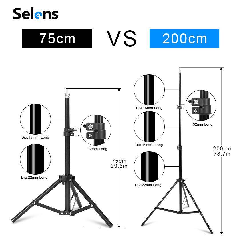 【Free Gift】Selens Giá Đỡ Phông Nền Bằng Kim Loại Loại Chữ T Cho Hệ Thống Hỗ Trợ Phông Nền Bằng PVC Giá Ba Chân Có Kẹp Thanh Ngang Phân Đoạn 5 Kích Cỡ+Vải đặc loại 1.5 miễn phí 2M