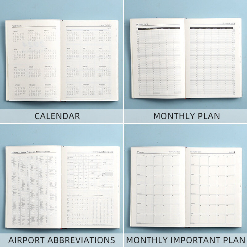 A5 Pearlescent Cover Schedule Book 2024 Plan Book Efficiency Manual Monthly Plan TO DO Plan Book Notebook Diary Book Starlight/cloth pattern Dark School Office Stationery Gift