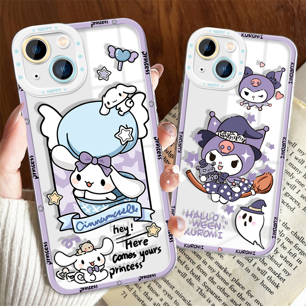 Hontinga Casing Case For Xiaomi Redmi Note 11T Pro+ Redmi Note 11S Redmi Note 11 Pro 5G 4G Note 8 Pro Note 9 Case Transparent Clear Case Cartoon Cute Kuromi Soft Silicone Full Cover Shockproof Rubber Cases Back Cover Phone Casing Softcase For Girls