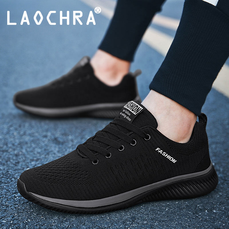 LAOCHRA Shoes For Men Breathable Light Men Sneakers Mesh Lace Up Casual Sport Shoes Black Men Shoes On Sale Big Size 36-48