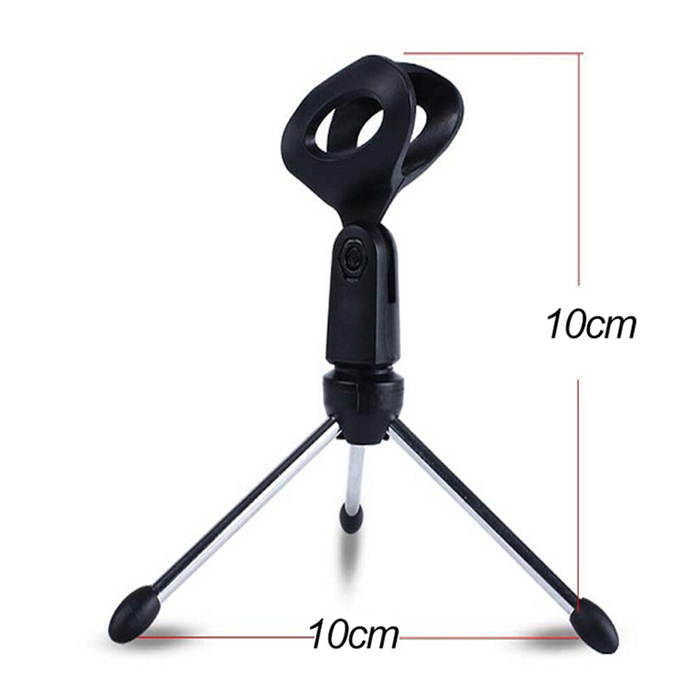 Adjustable Anti-slip Desktop Table Microphone Mount Tripod Holder with Clip