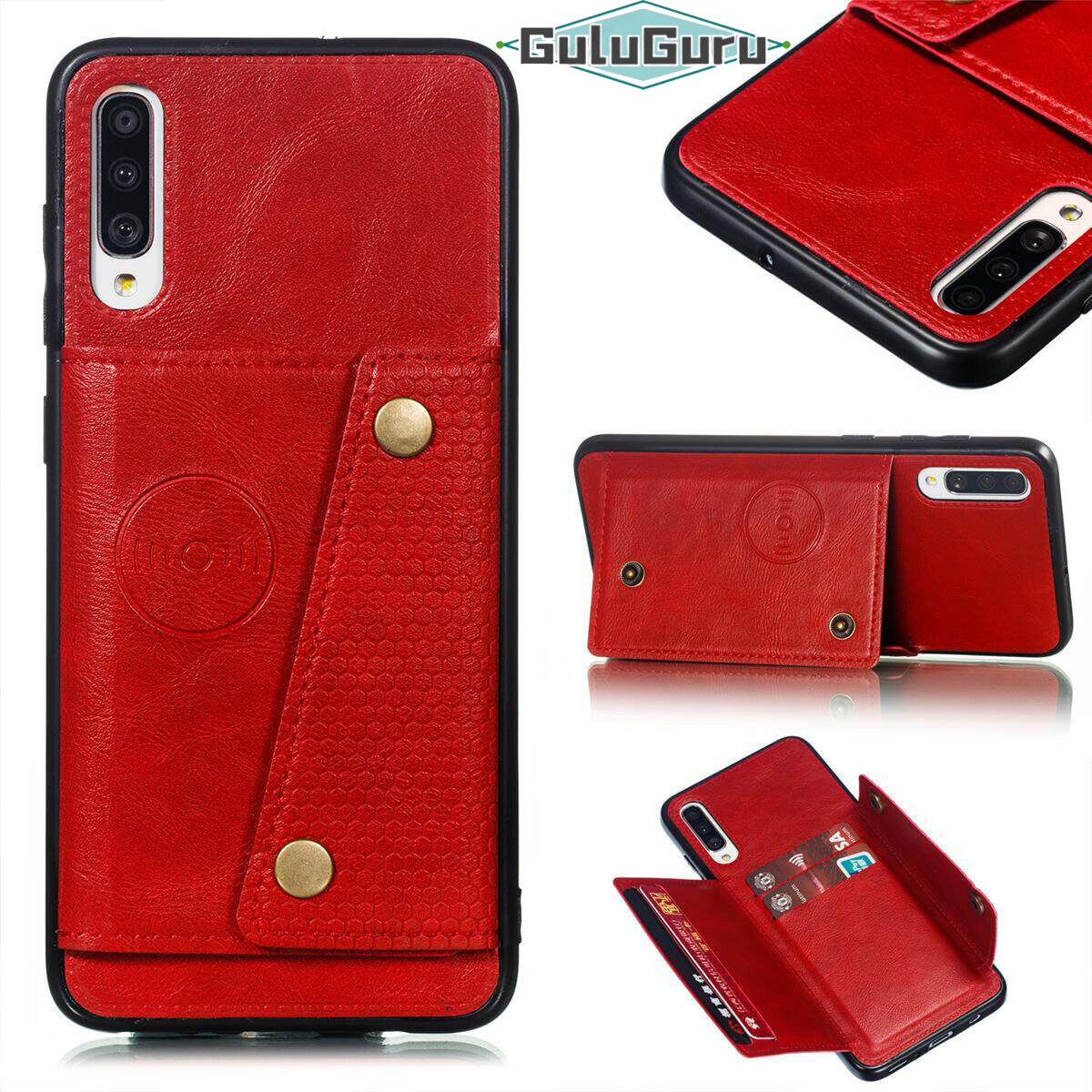 for Samsung A70 A70s Leather Case Multiple Folio Flip Cover Wallet Back Case Shell, can work with Car Mount, Hidden ID Credit Card Slot Holder, Retro Metal Button Clasp, Stand Support