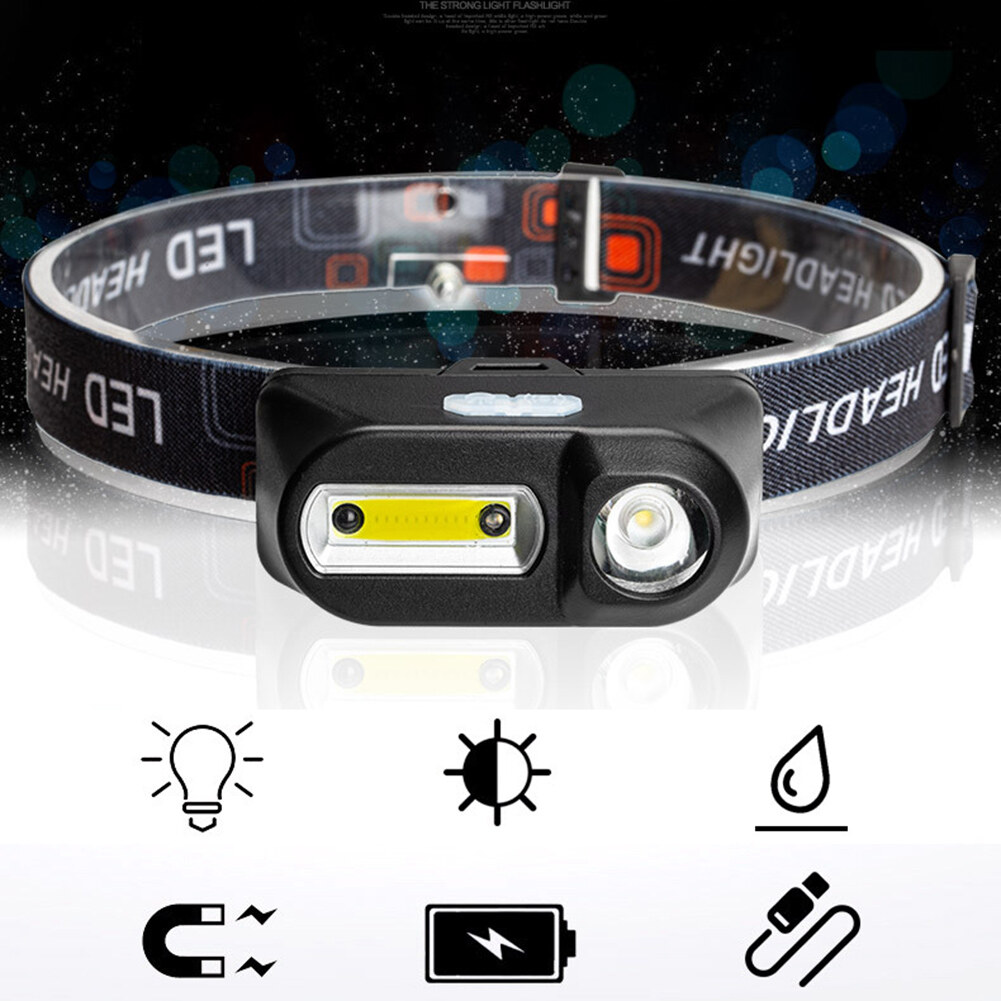 Usb led headlamp 6 modes xpe cob headlight outdoor torch flashlight