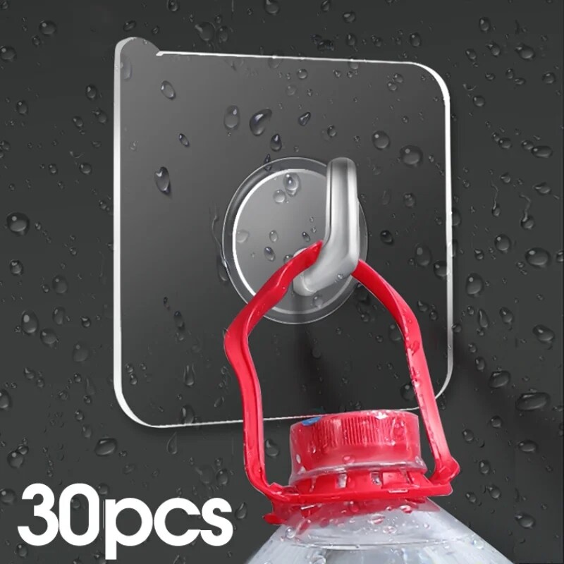Feelife 1-30 cái móc móc treo tường cửa móc tự dính trong suốt Giá tải nặng Giá treo khăn Túi sắp xếp phòng tắm nhà bếp