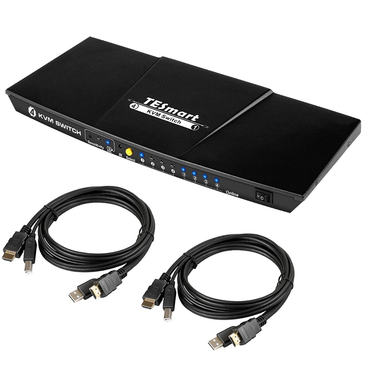 TESmart hdmi 切替器 ホットキー 赤外線信号 usb切替機 L 分配器 デュアルモニター Rアナログオーディオ 2160@60Hz  ブラック 2出力 リモコン kvmスイッチ 2画面 ディスプレイポート 3840 2入力