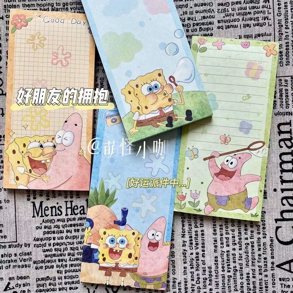 Sticky Notes SpongeBob 4pcs Pads Self-Stick Notes15.5 x 7.5cm, 50Sheets/Pad
