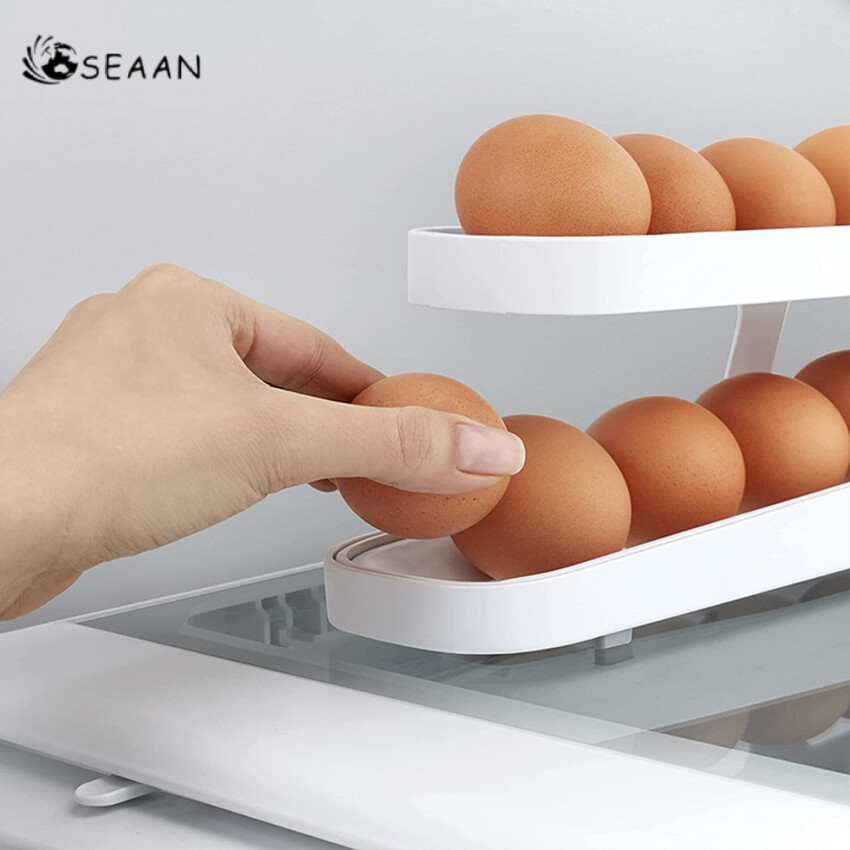 Automatic Eggs Storage Box Plastic Rolling Eggs Holder Basket Container Dispenser Organizer Closet For Fridge Kitchen Egg Tray