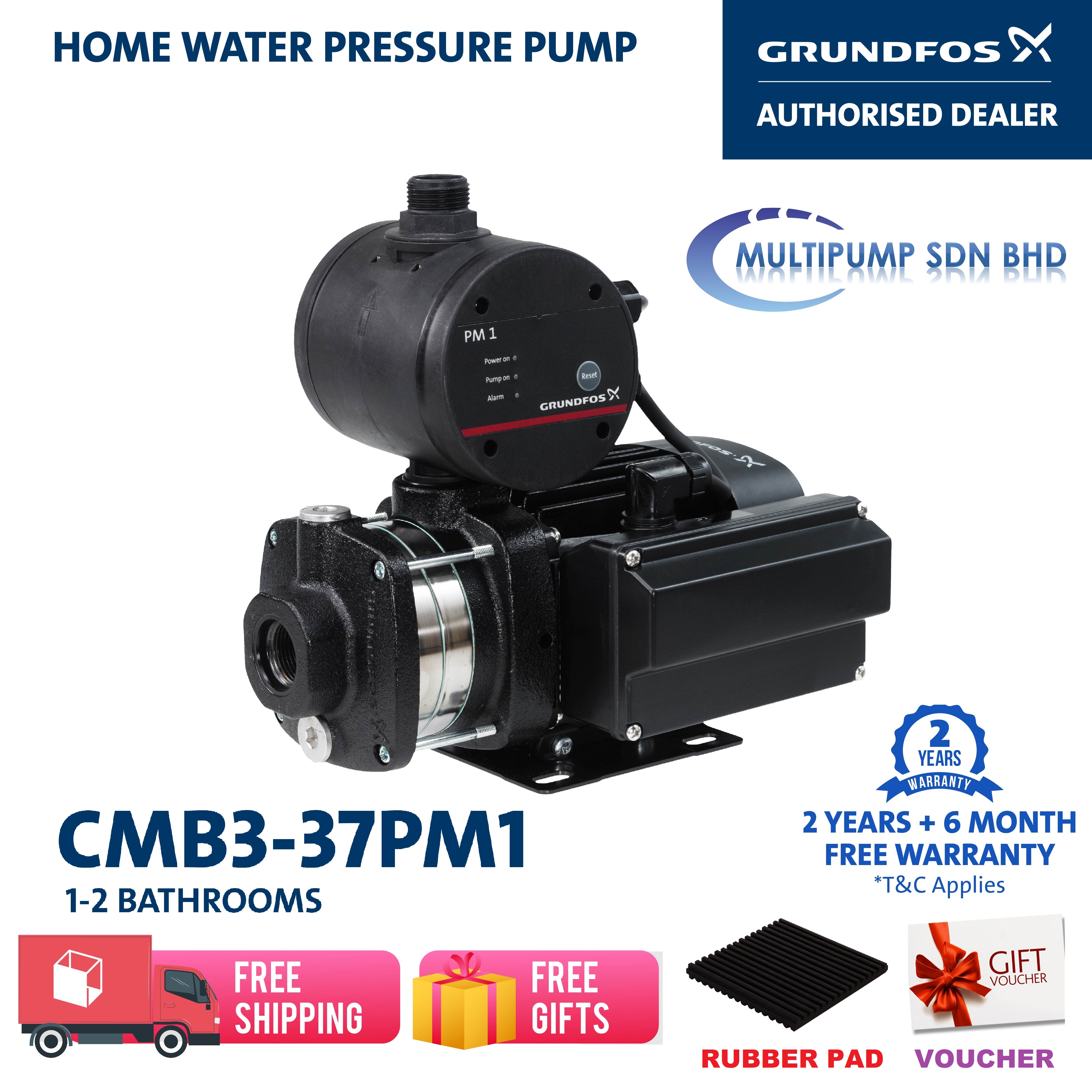 Grundfos CMB337PM1 Automatic Start Stop Home Water Booster Pump 0.75HP 23 Toilet Lazada