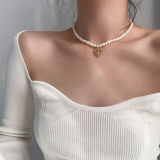 17MILE Vintage Pearl Choker Necklace For Women Fashion Summer White Imitation Pearl Necklaces 2021 Trend Elegant Wedding Jewelry