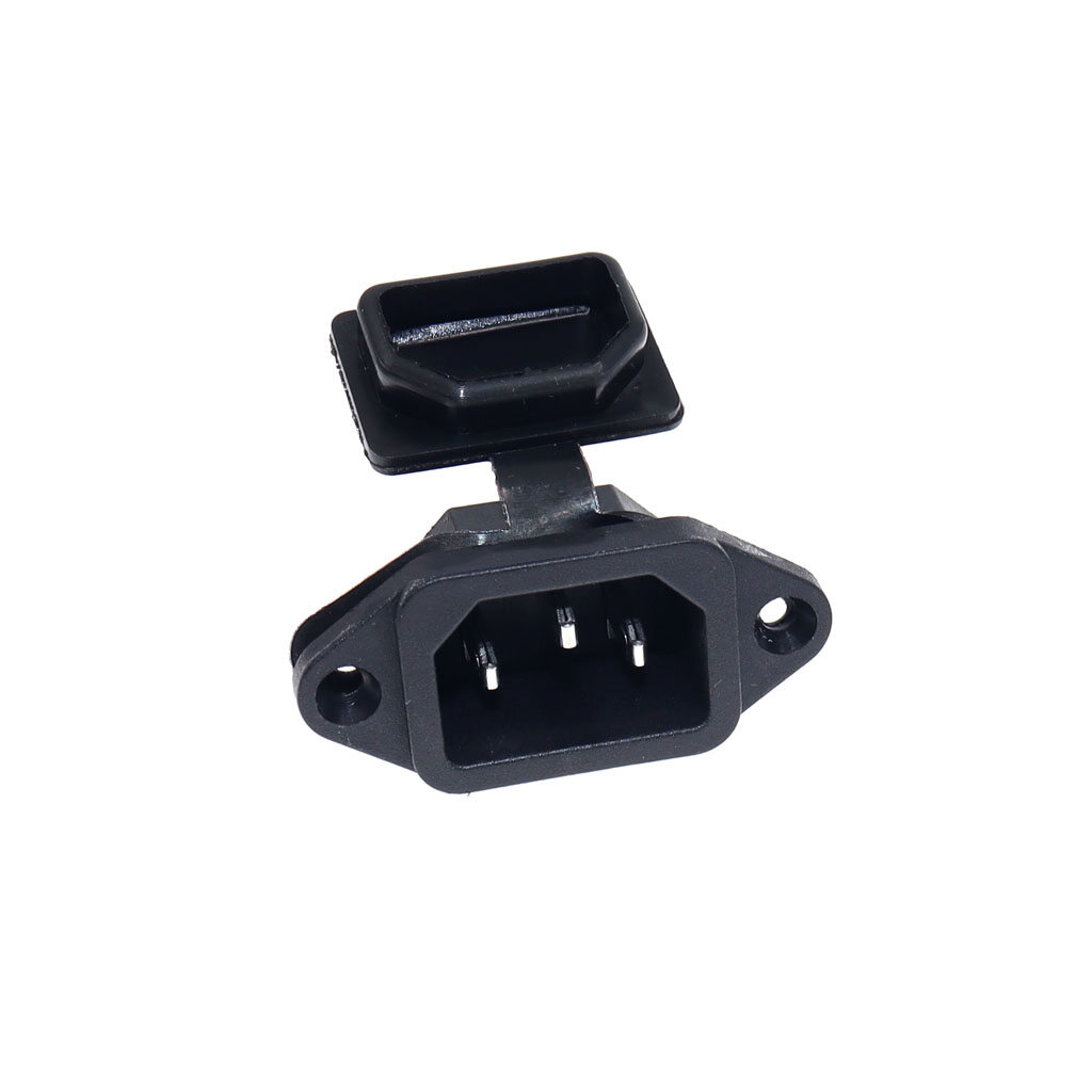 2pcs iec320 c14 inlet ac power socket black socket + rubber waterproof cover 10a 250v