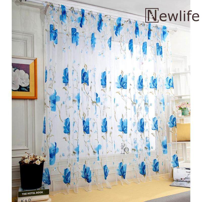 Lớn Hoa Vải Tuyn Màn Rèm Cửa Kiểm Tra Cửa Sổ Treo Lên Cho Phòng Ngủ Trang Trí Nội Thất