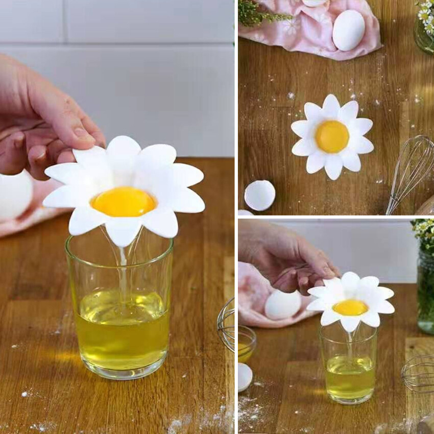 Cute Flower Design Plastic Egg Separator, Egg White Yolk Divider Kitchen Gadgets Baking Tools Egg Extracto