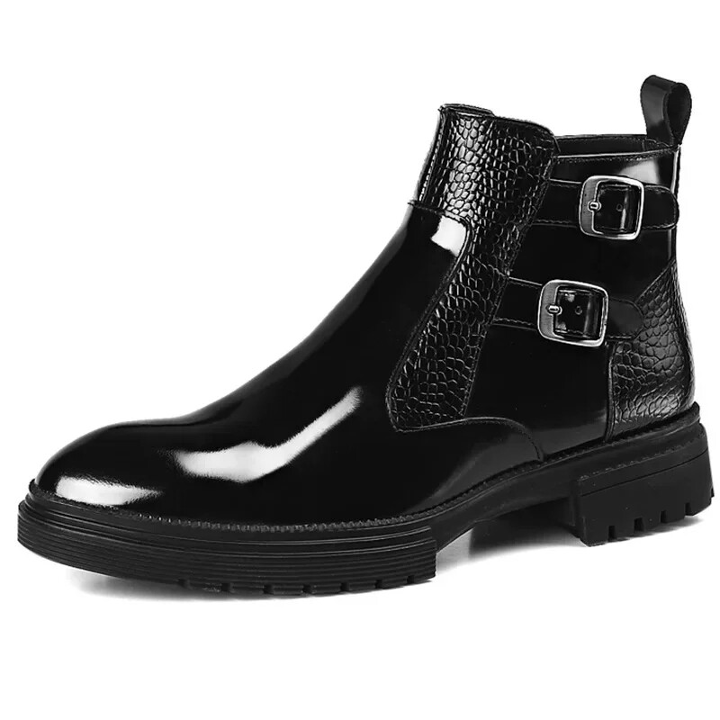 YORCHID Punk Men's Ankle Boots Brand Black Platform Motorcycle Boots Fashion Buckle Strap Winter Working Boots for Men men's boots