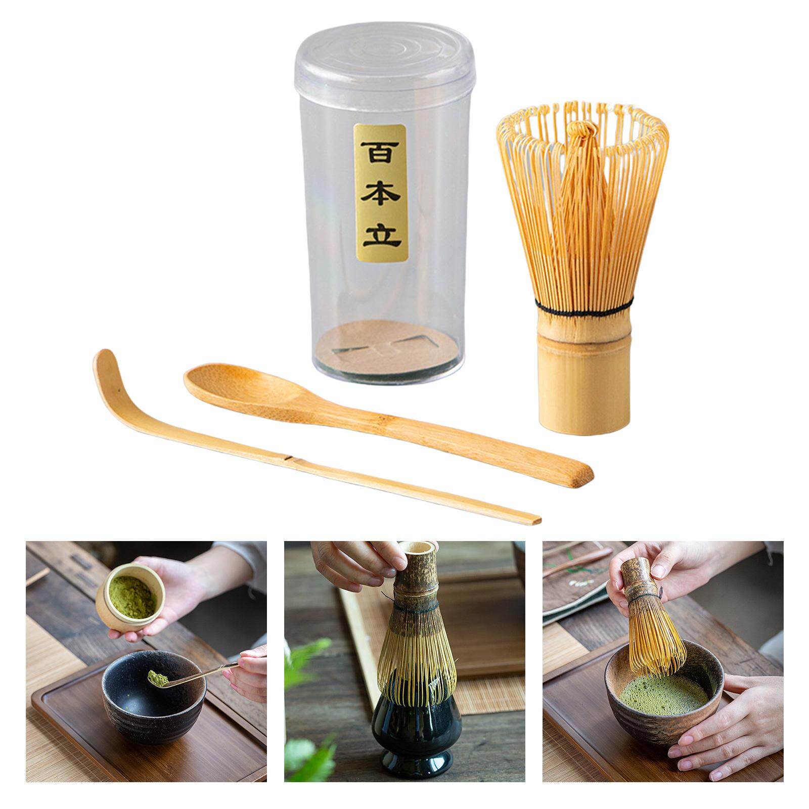 Blesiya Matcha Tea Set Whisk (Chasen) + Scoops (Chashaku)+ Tea Spoon for Starter