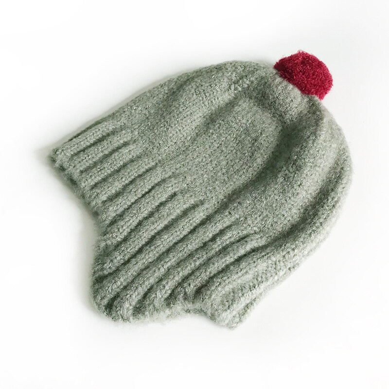 YADOU children's hat wool cap baby ear protection wool ball cap warm knitted cap