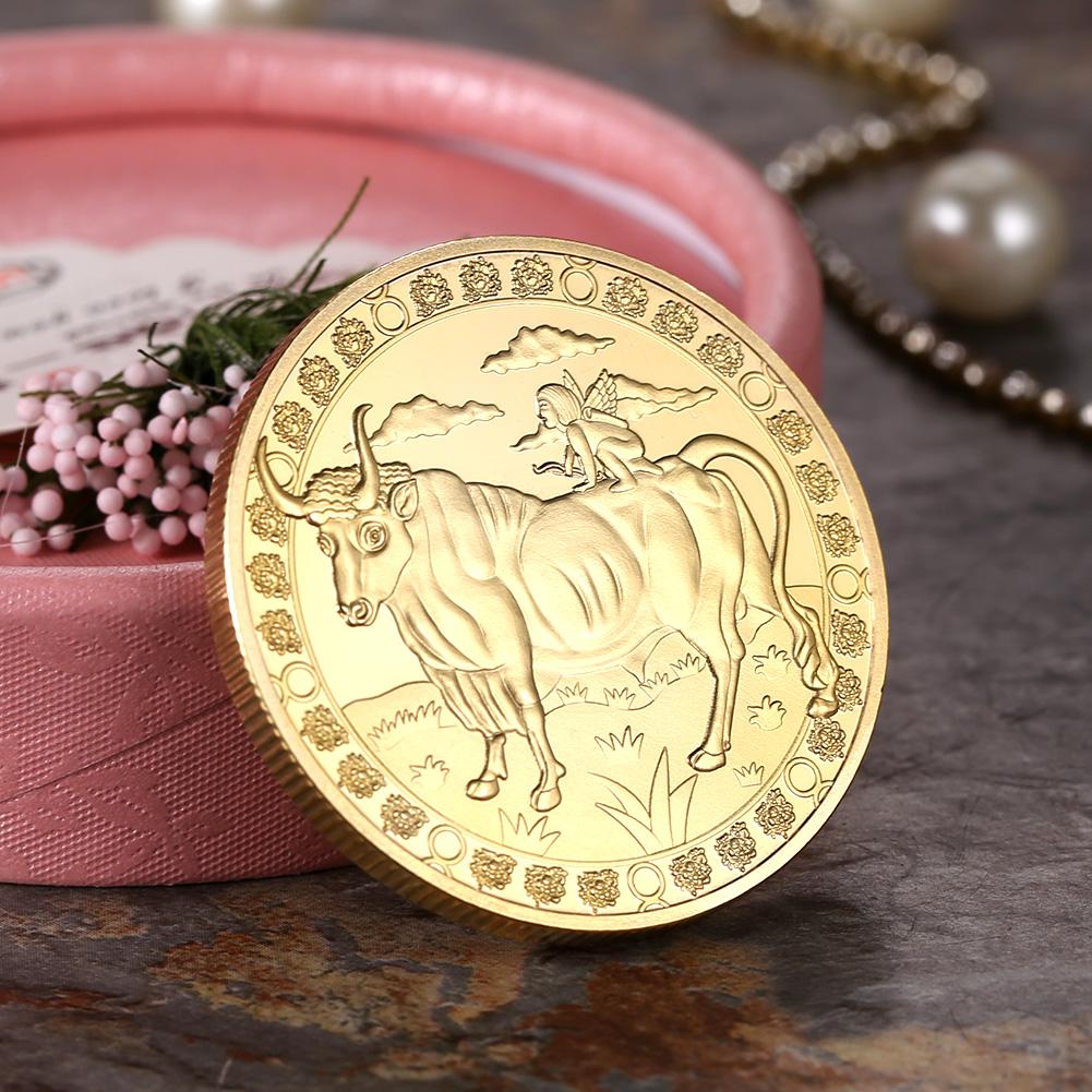 12 Constellation Gold Plated Physical Commemorative Coin Collectible Gift