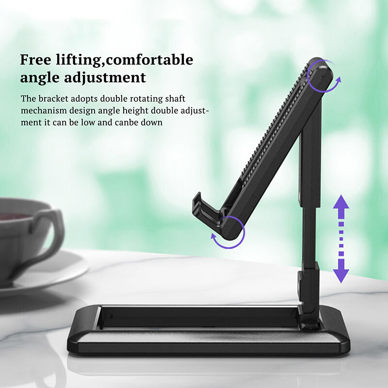 Loozykit Phone Stand Universal Folding Desktop Phone Holder Foldable Adjustable Angle Smart Handphone Stand Dock Holder