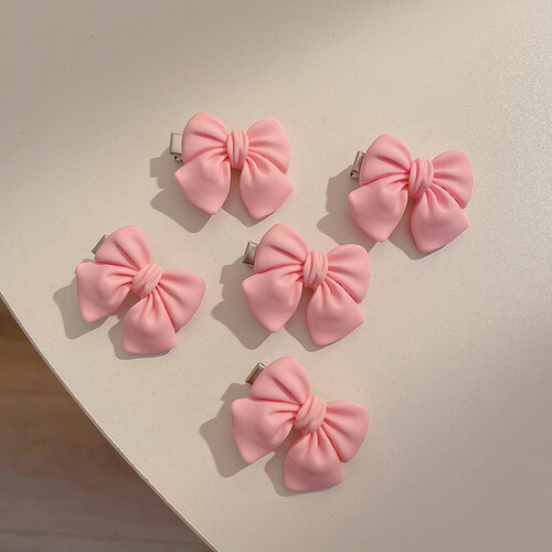 Pink Peach Braided Hairpin Small Camellia Peach Heart Bow Super Sweet