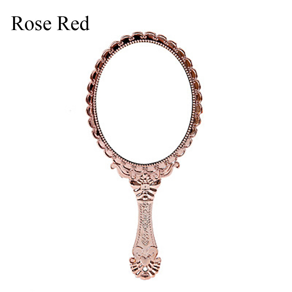 Floral Oval Portable Retro Vintage Pattern Handle Handhold Mirrors Makeup Mirrors Lace Mirrors
