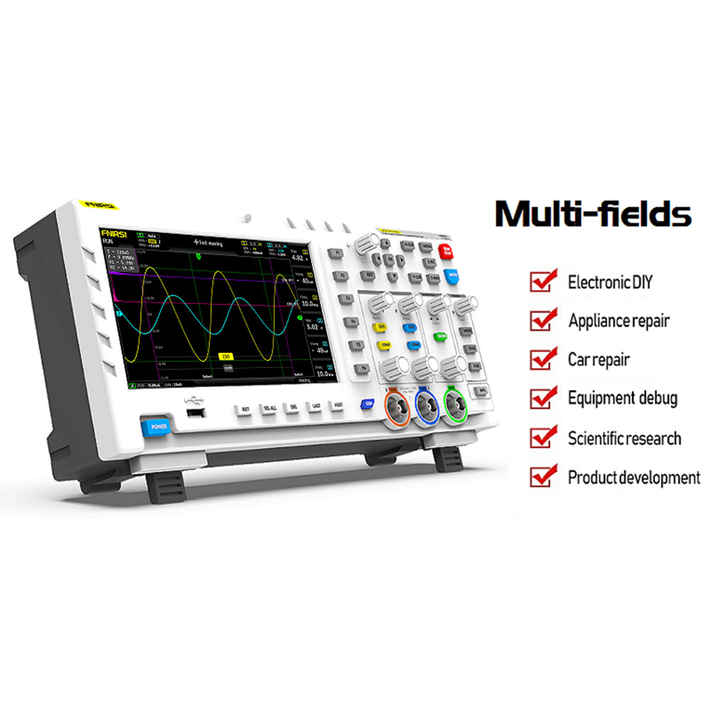 SMART SENSOR-1014D Portable 7 Inch TFT LCD Display Screen Two In One Dual Channel Input Signal Generator Desktop Oscilloscope Capture Output Signal Function 100MHz* 2 Ana-log Bandwidth 1GSa/s Sampling Rate 1GB Storage Space Multifunction Oscilloscope