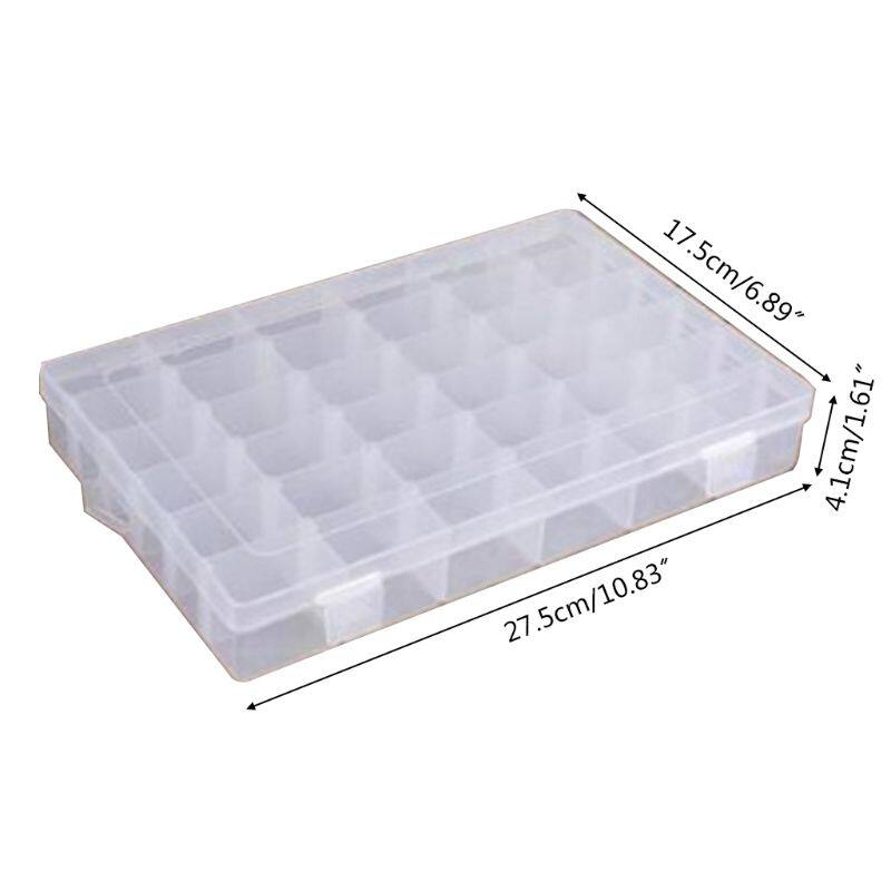 36 Grid Storage Jewelry Box Home Plastic Organizer Container with Adjustable Dividers