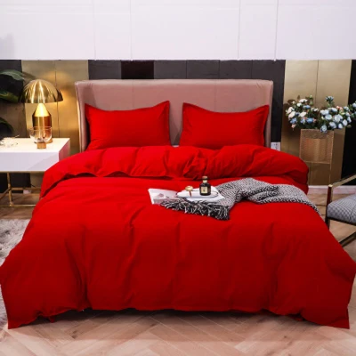 4 in 1 Bedding Set Quilt Cover Flat Bed Sheet Pillowcase Blanket Duvet Comforter Cover Solid Color Black Single Queen King